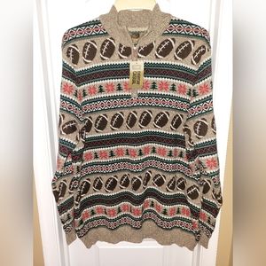 Mens 3XLT ugly Christmas football sweater NWT